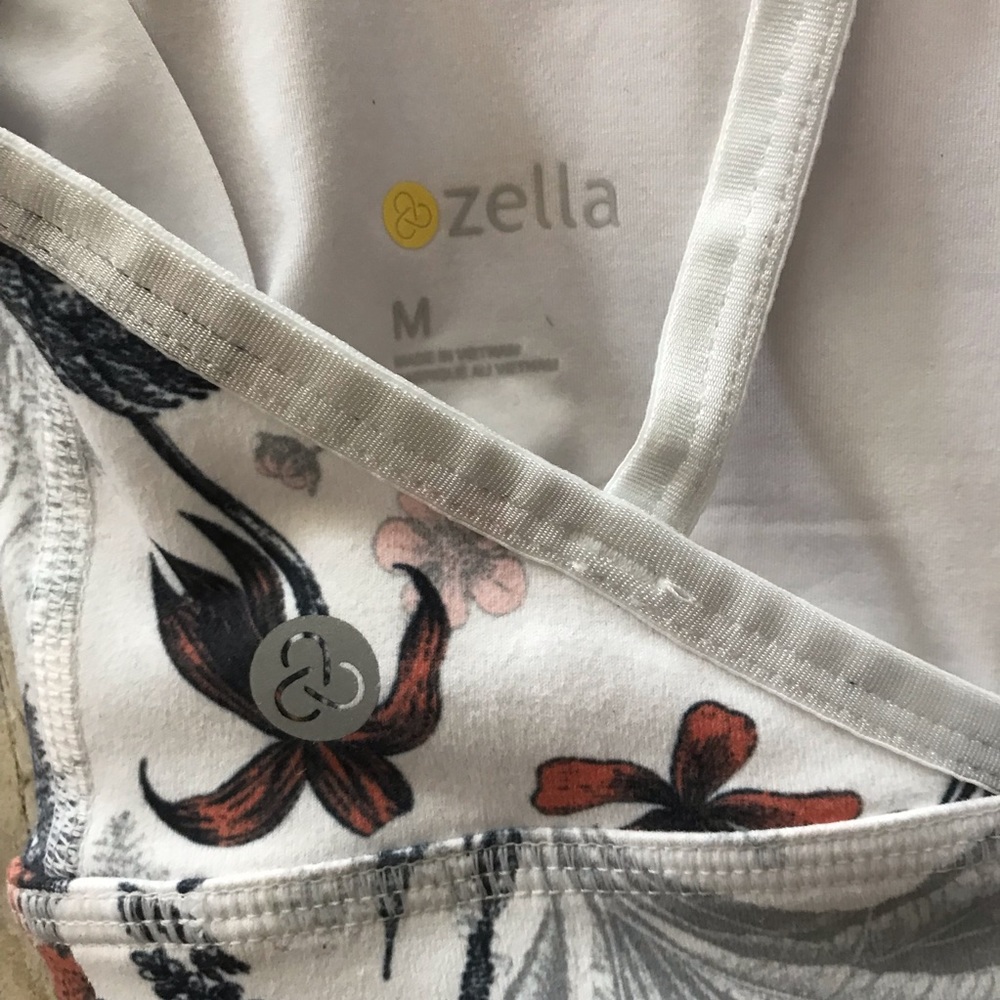 Zella Floral Print Cage Style Sports Bra {White} M - Picture 7 of 8